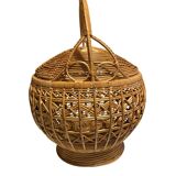Large vintage woven rattan basket