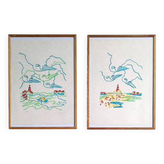 Lot of two Charles Lapicque lithographs