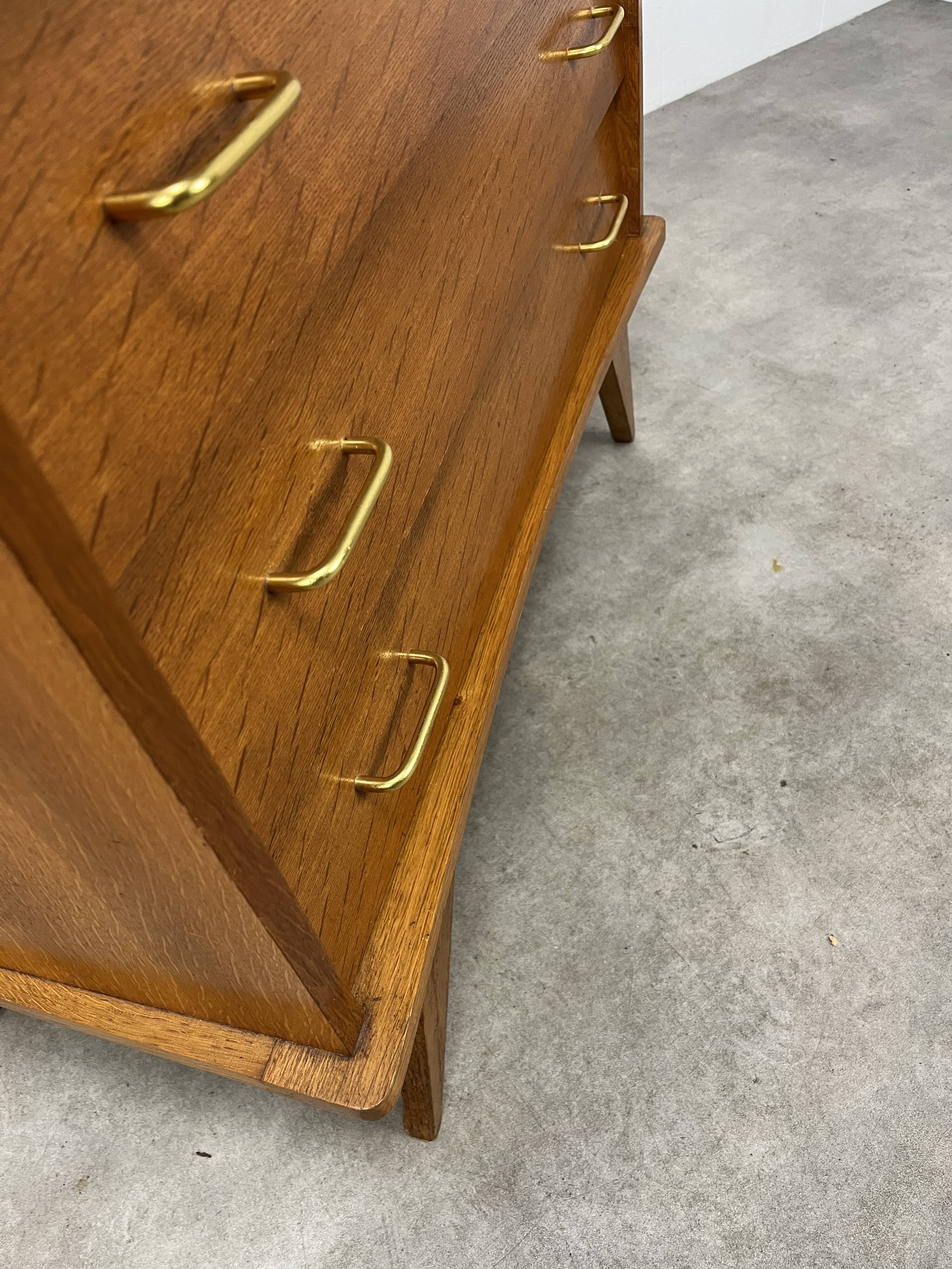 Commode pieds compas années 50 bois blond
