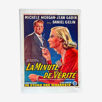 Affiche cinéma originale "La Minute de vérité" Jean Gabin, Michèle Morgan 37x48cm 1952