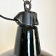 Industrial Black Enamel Factory Lamp with Cast Iron Top, 1950s