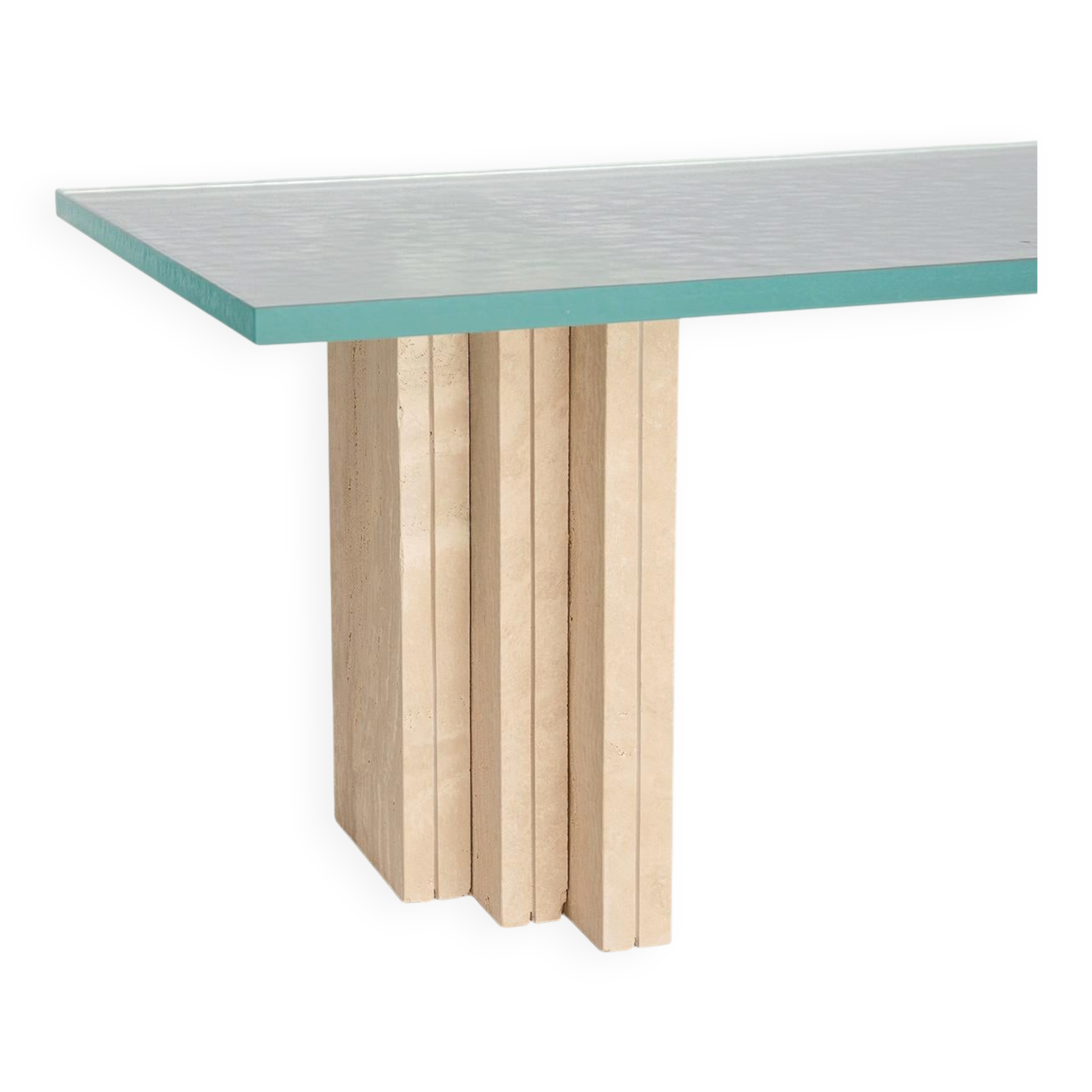 Travertine - Glass coffee table 'BRUT'