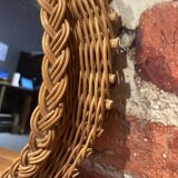 Round wicker mirror