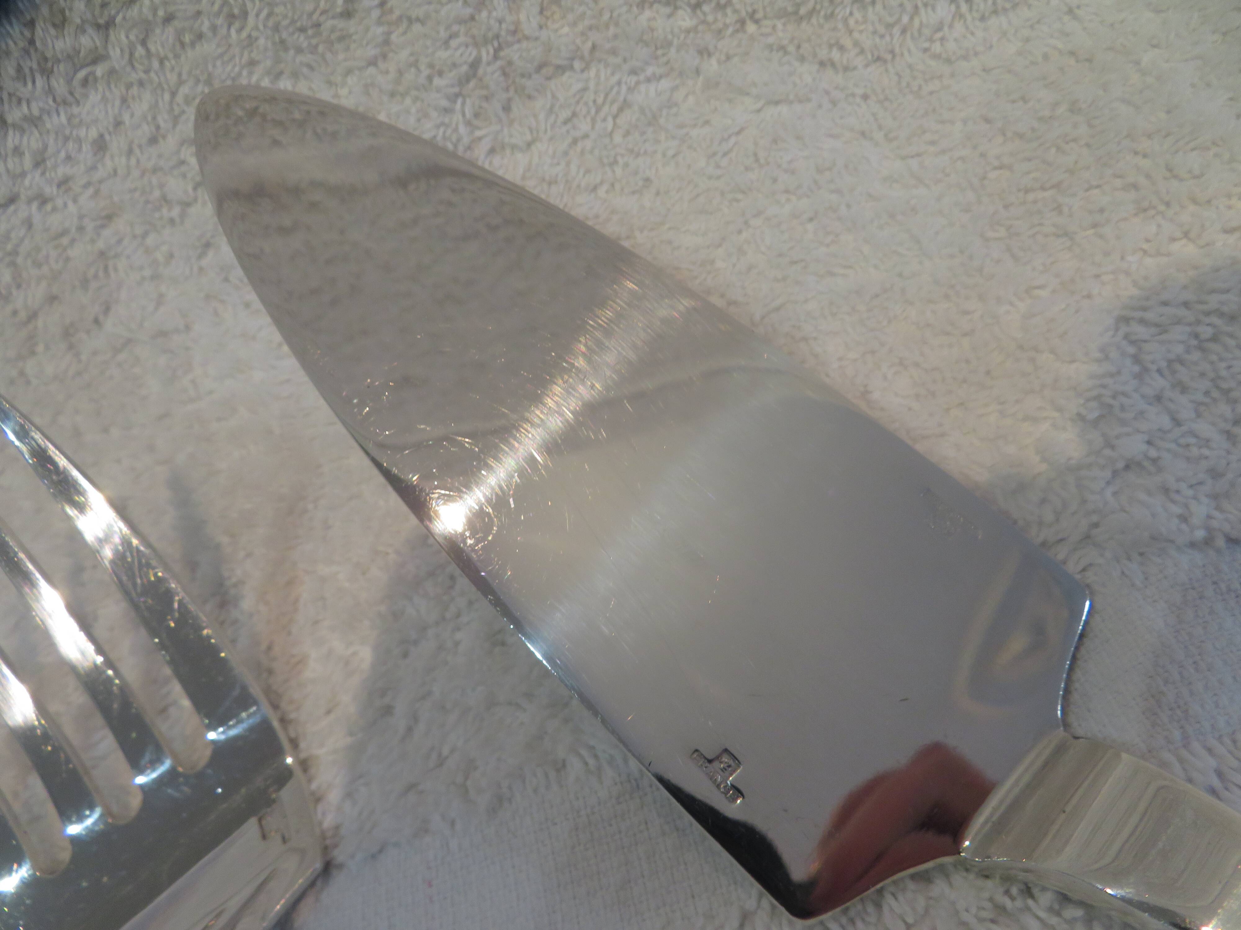 2-piece fish serving set, silver-plated metal, Christofle Concorde goldsmith