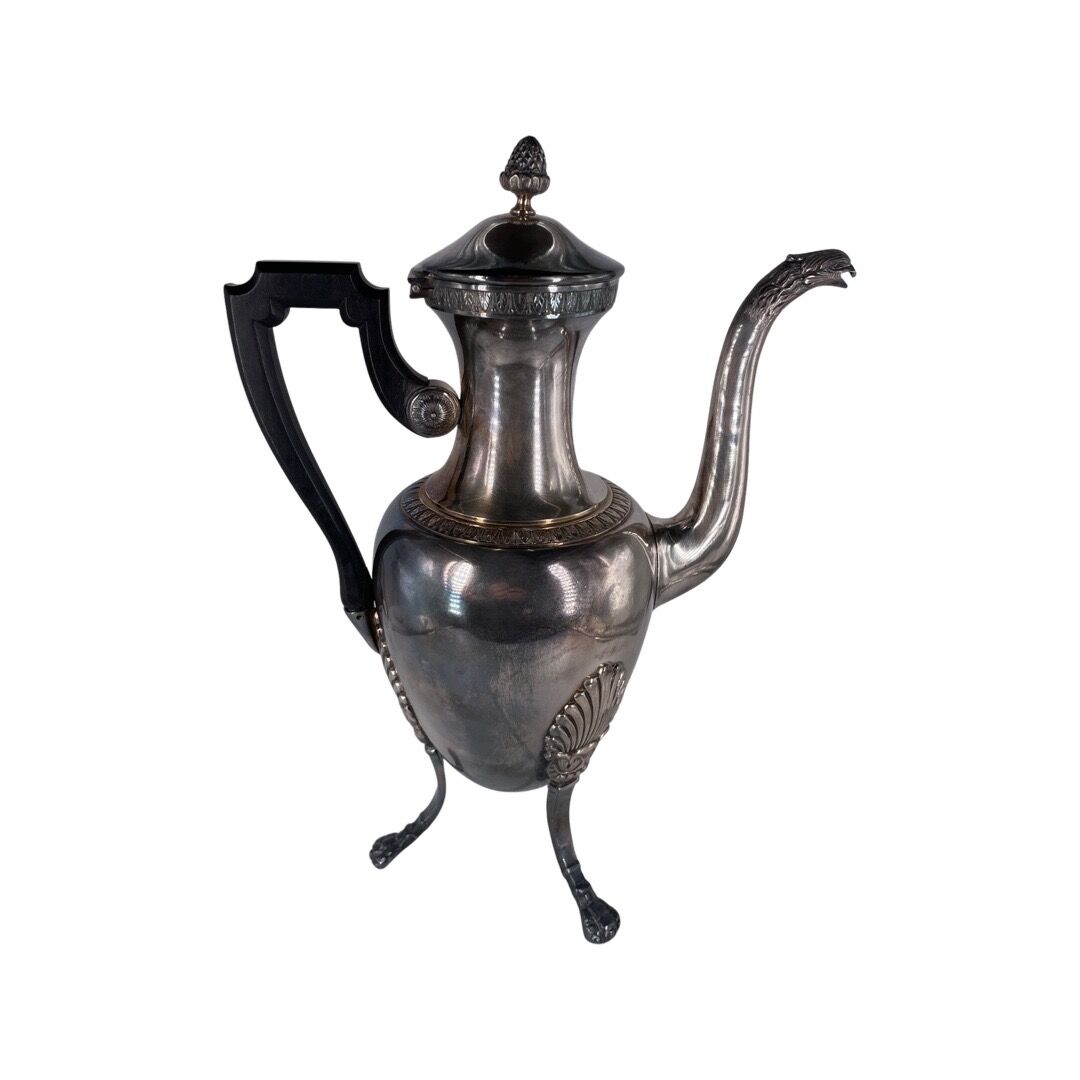 Empire style coffee and tea service in silver metal. Marked RM for Roux-Marquiand 20th century