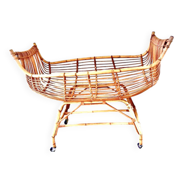 Vintage rattan canoe cradle