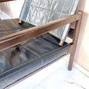 Fauteuil Safari, bois cuir, Bresil 1960's