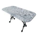 Antique cast iron and marble bistro restaurant table - 1.40m