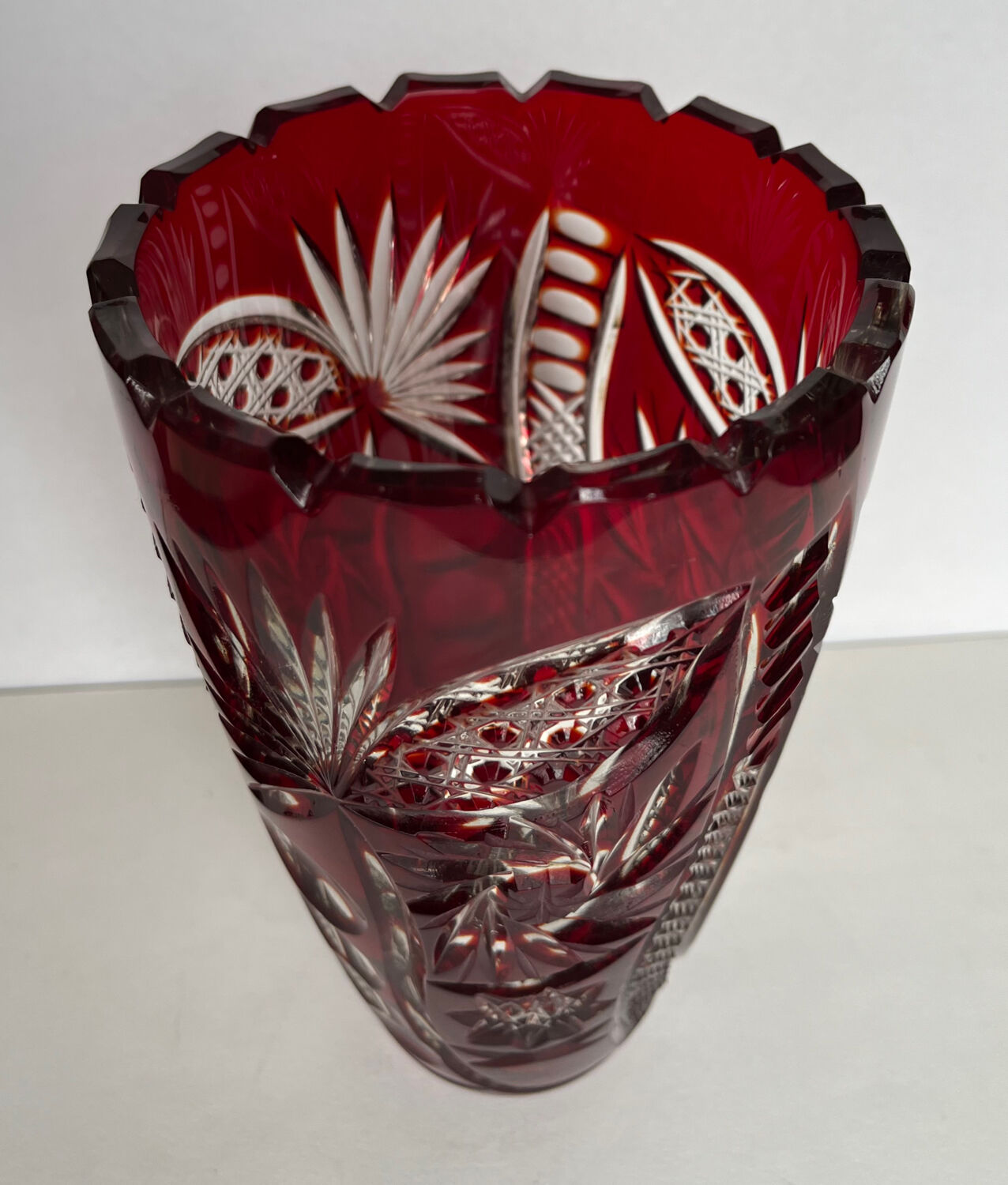 Carved crystal vase