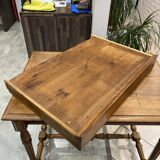 Bureau 1 tiroir en bois massif chêne pieds tournés et sculptés 89x62cm