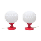 Paire de lampes boule rouge années 70