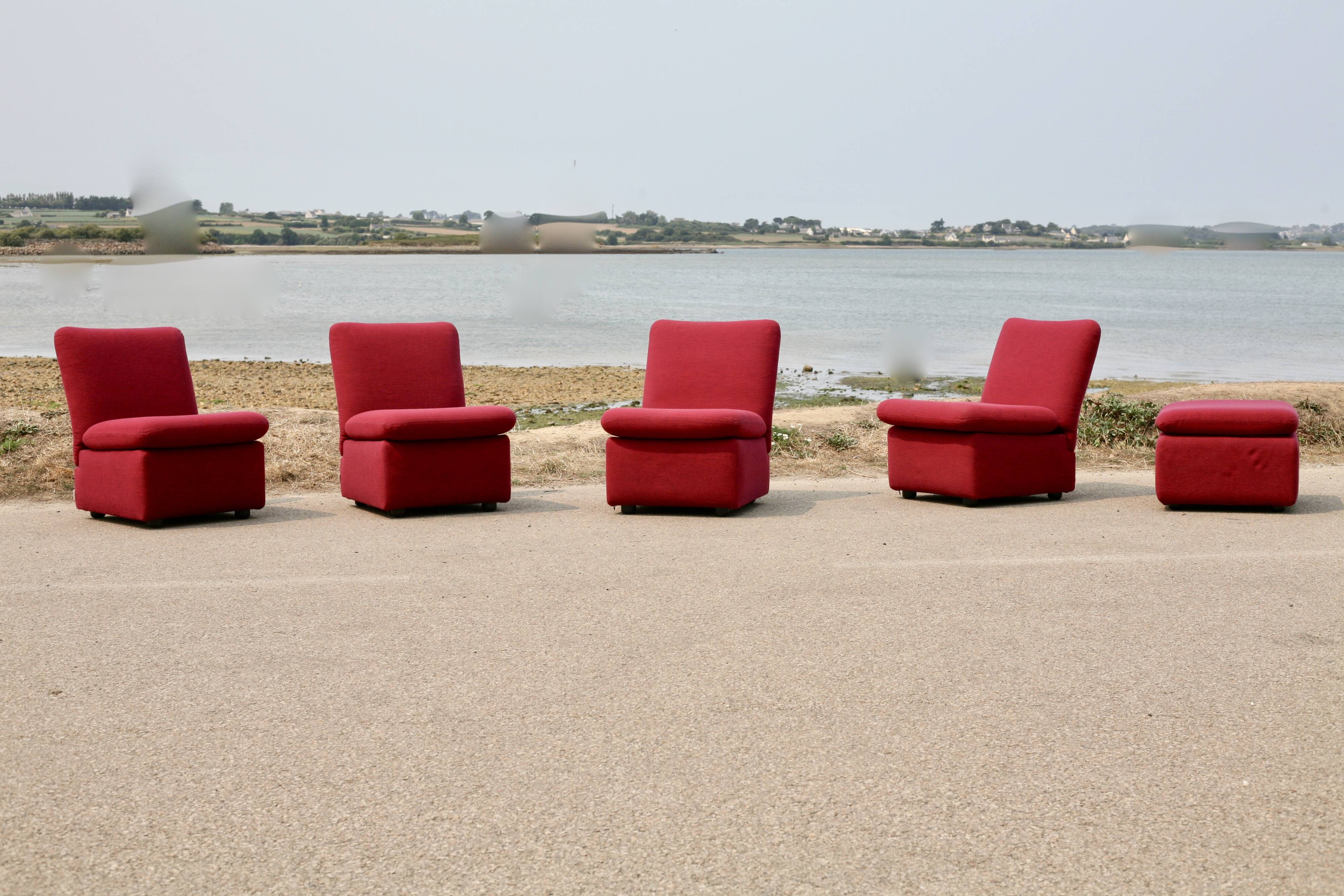 5-seater modular sofa, France, late 1970s.