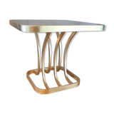 Table low gold metal 1970 smoked glass