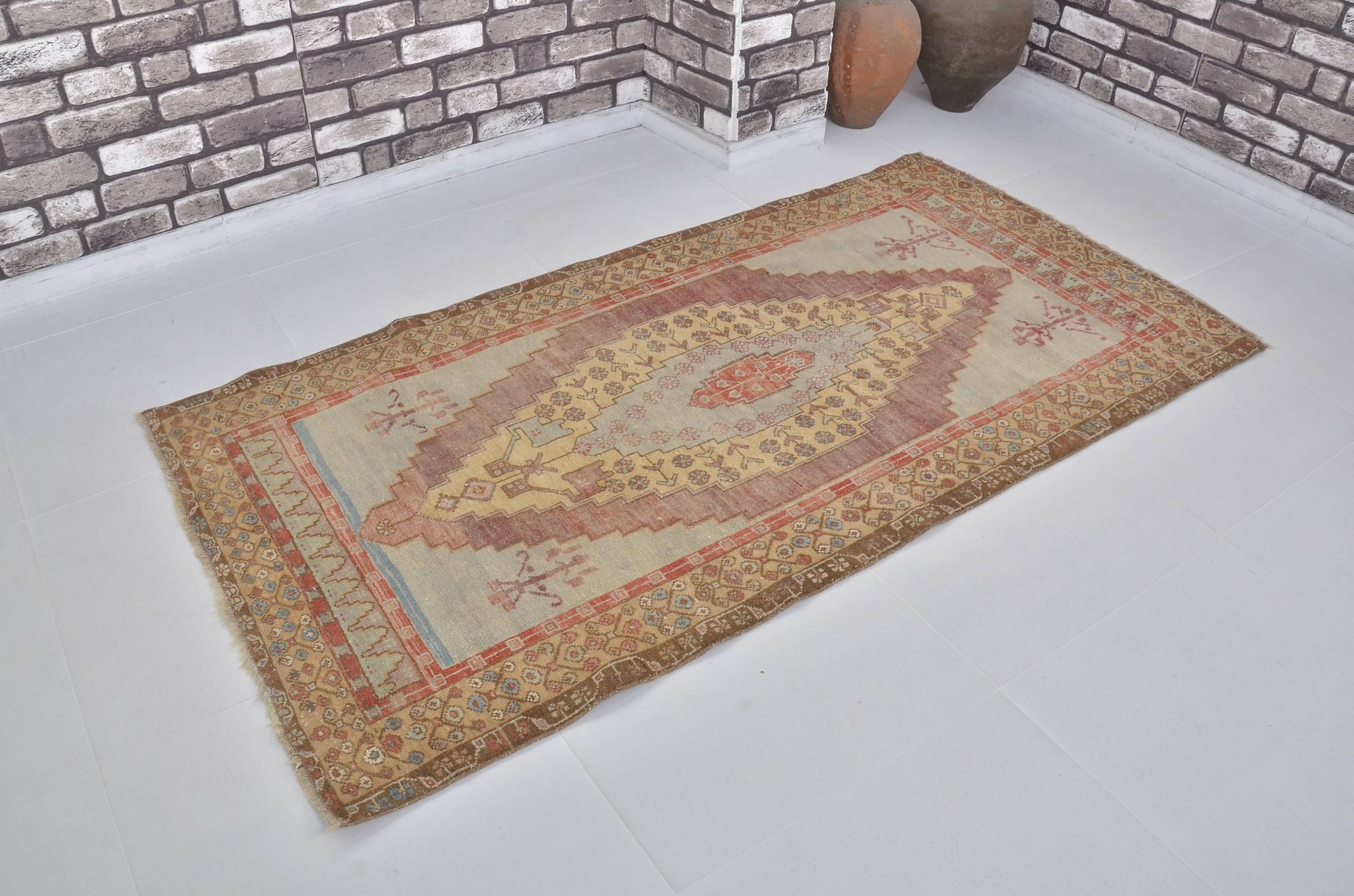 Tapis Oushak vintage noué à la main sku 1455