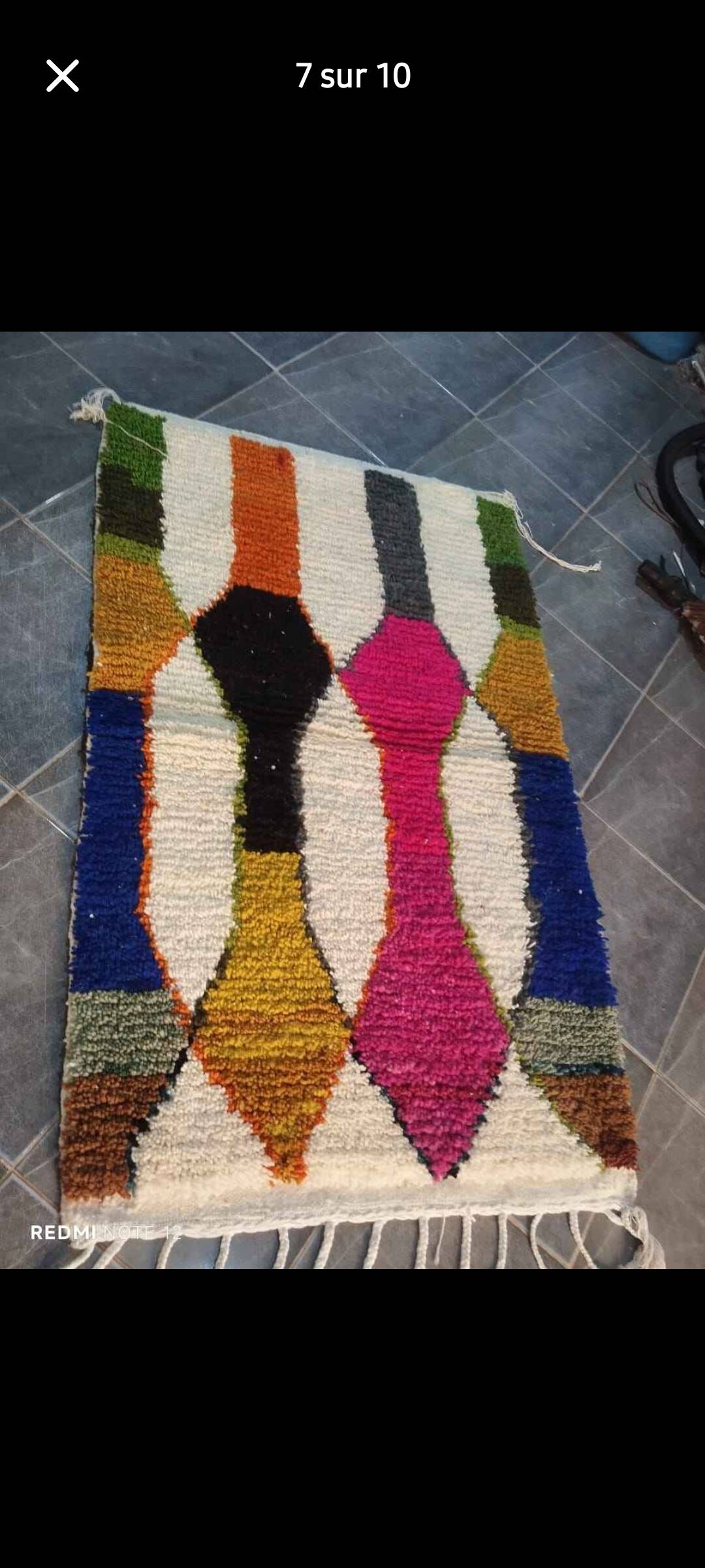 Azilal rug with geometric diamonds