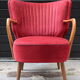 Armchair 60s vintage cocktail red velvet