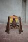 Wood and rush tripod stool, vintage stool, Gothic style stool