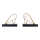 Pair of Modernist Art Deco Gold Starry Bookends on Marble Base