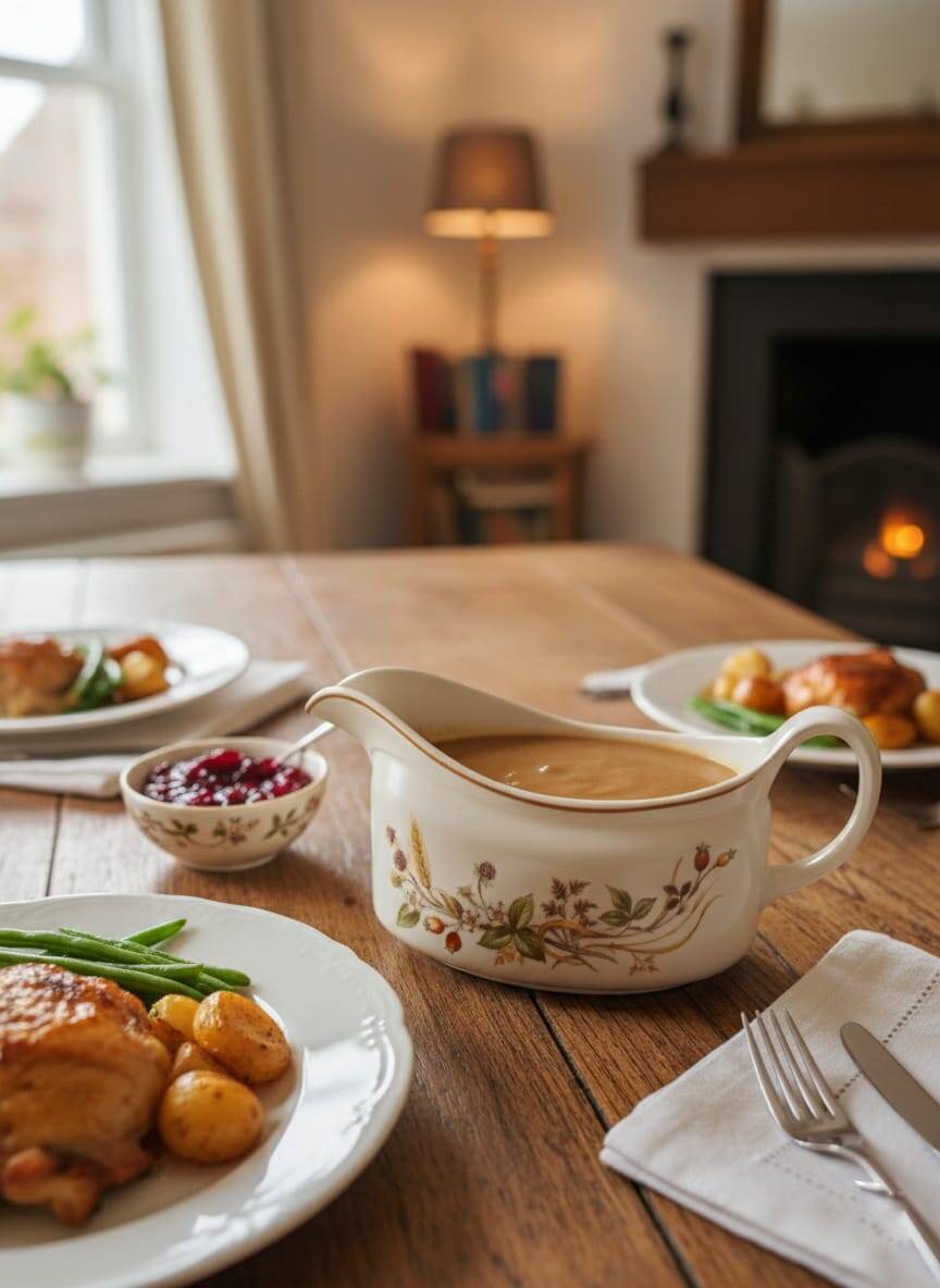 "Harvest 1418" sauceboat in English porcelain