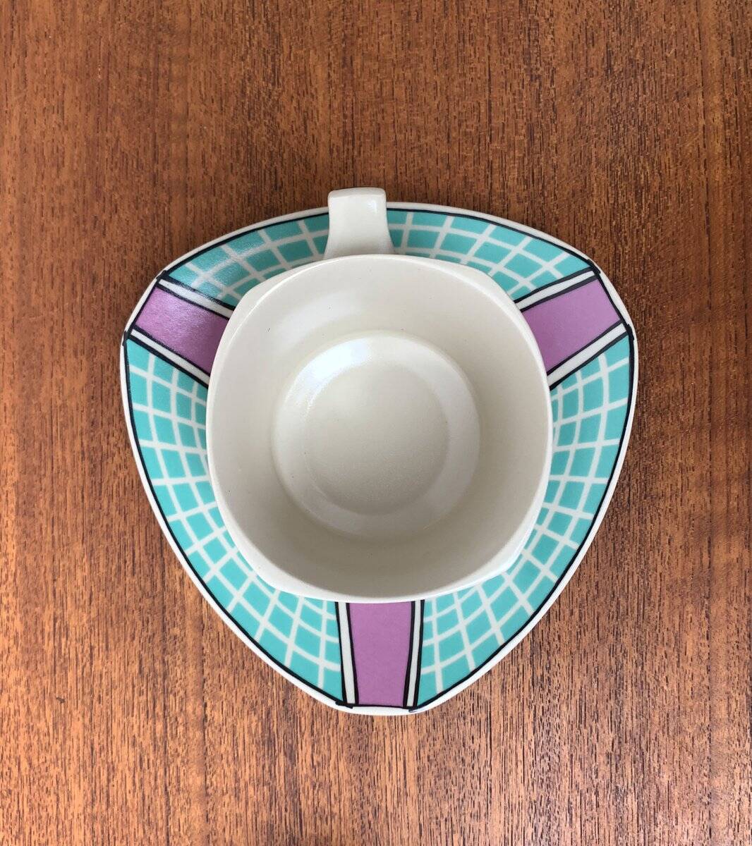 Postmodern Flash One Series coffee service, plates, cups, saucers by Dorothy Hafner for Rosenthal, 1980s, Set of 6