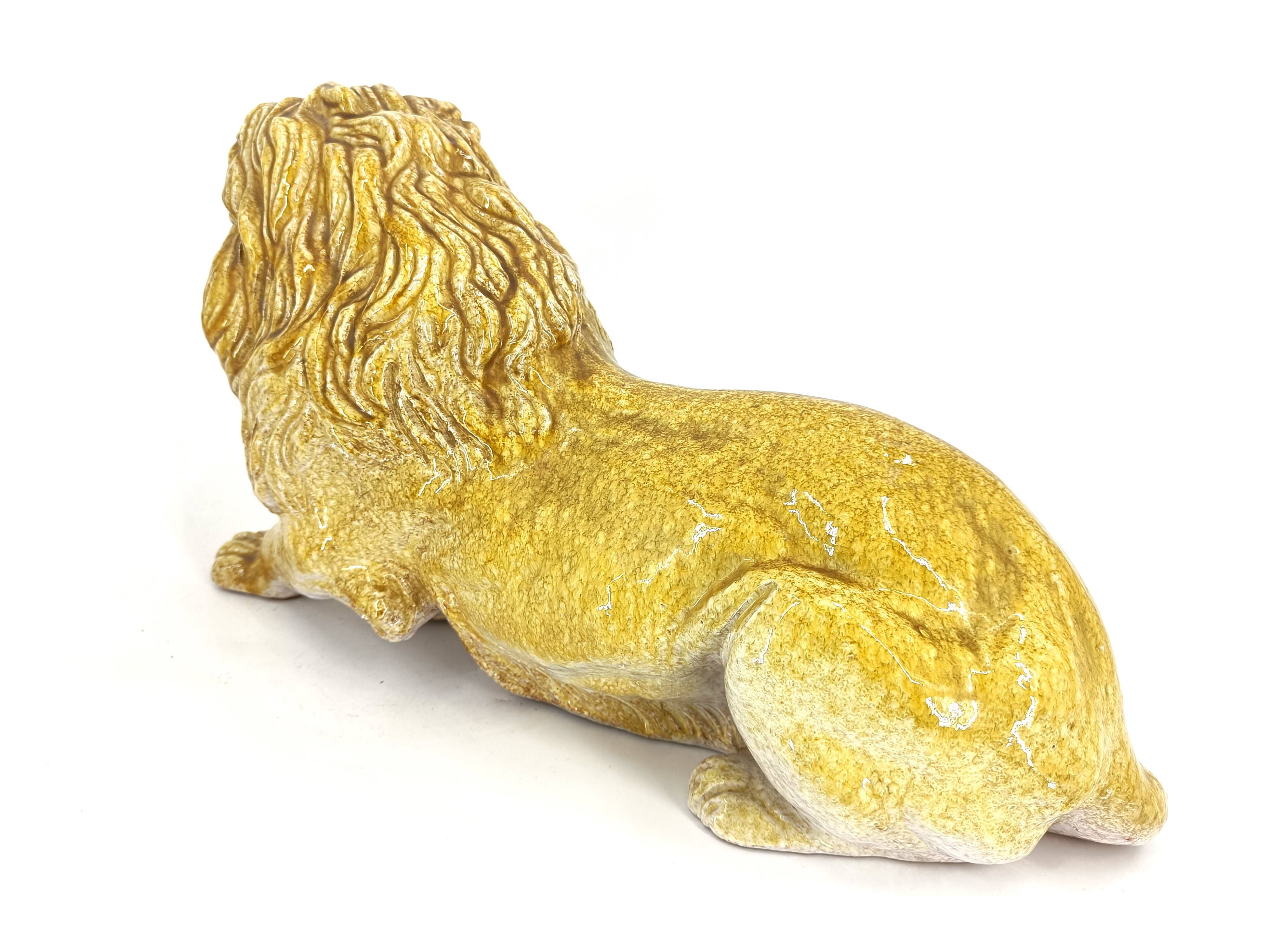 Italian Glazed Terracotta Lion sculpture, 1960s