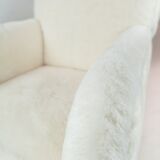 Easy chair newly upholstered with sheep wool and legs of polished wood by Fritz Hansen, 1930s