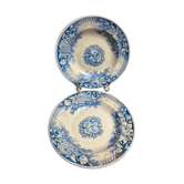 Set of 2 deep plates in Sarreguemines ironstone – Jardinière model – Various decorations