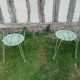 Salon de jardin 1 table 4 fauteuils fer forgé ancien vert Provence