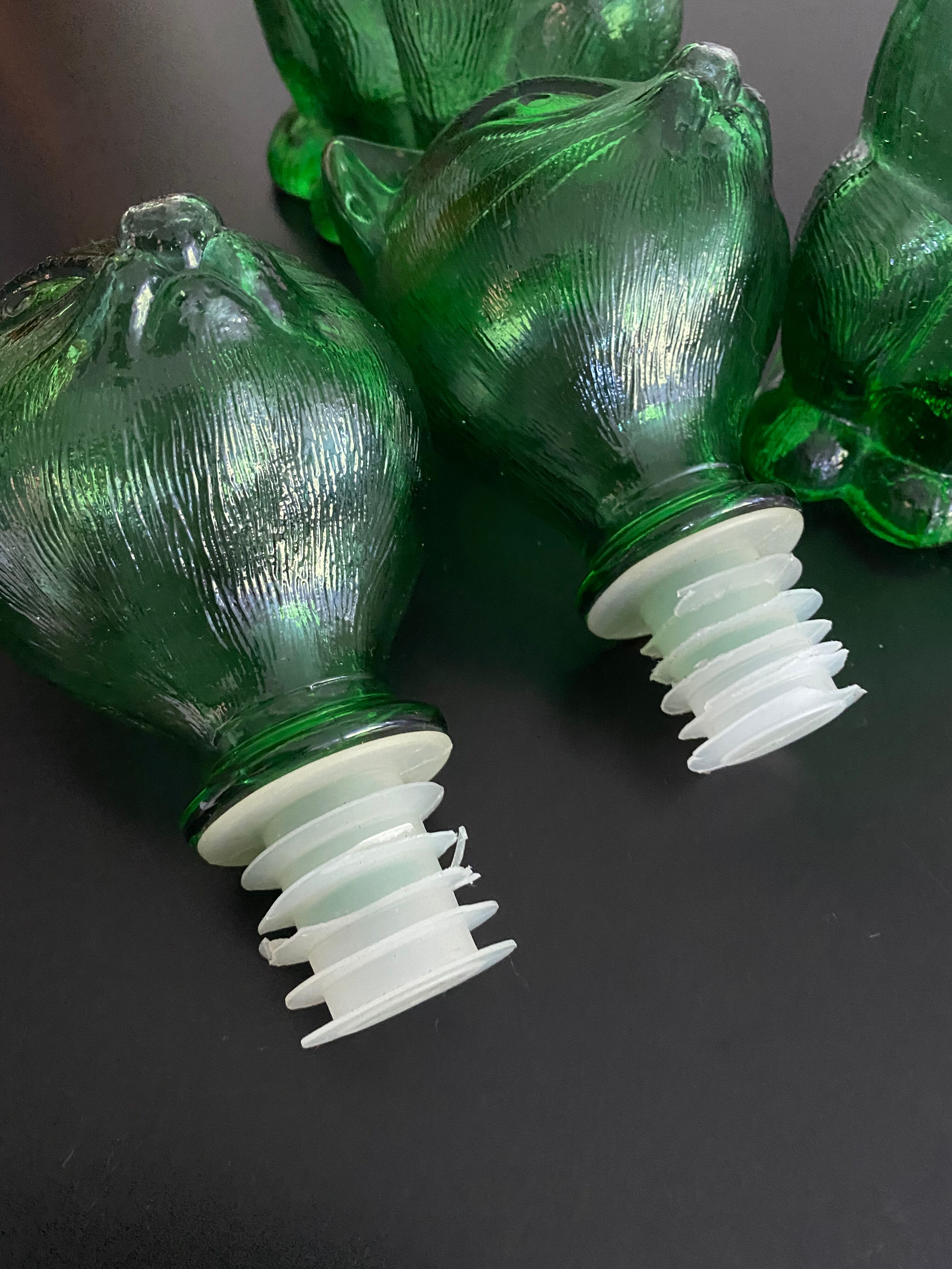 Pair of zoomorphic bottles vintage Italian glass