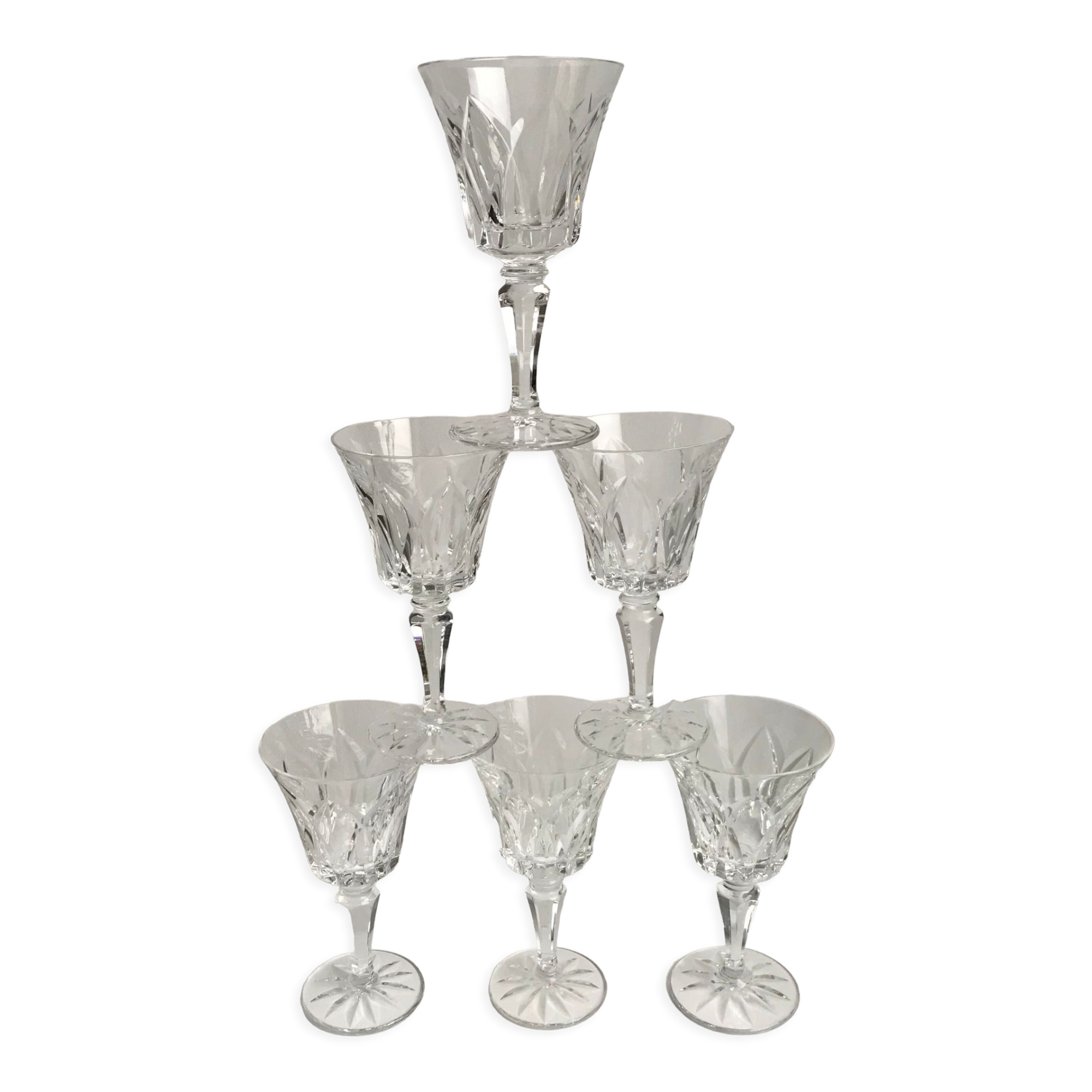 Set of 6 crystal wine glasses 50s