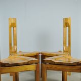 LAUKAAN PUU / brutalist pine dining table chairs “Rantasipi” / Finland 70s