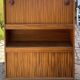 Vintage foldable bedside table in zebra wood – 1970s