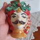 Set of 2 Sicilian vases ceramic heads of caltagirone