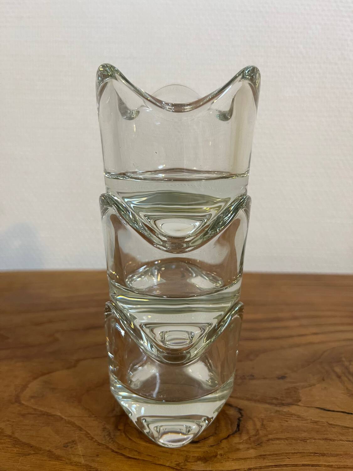 Trio of thick glass tea light candle holders