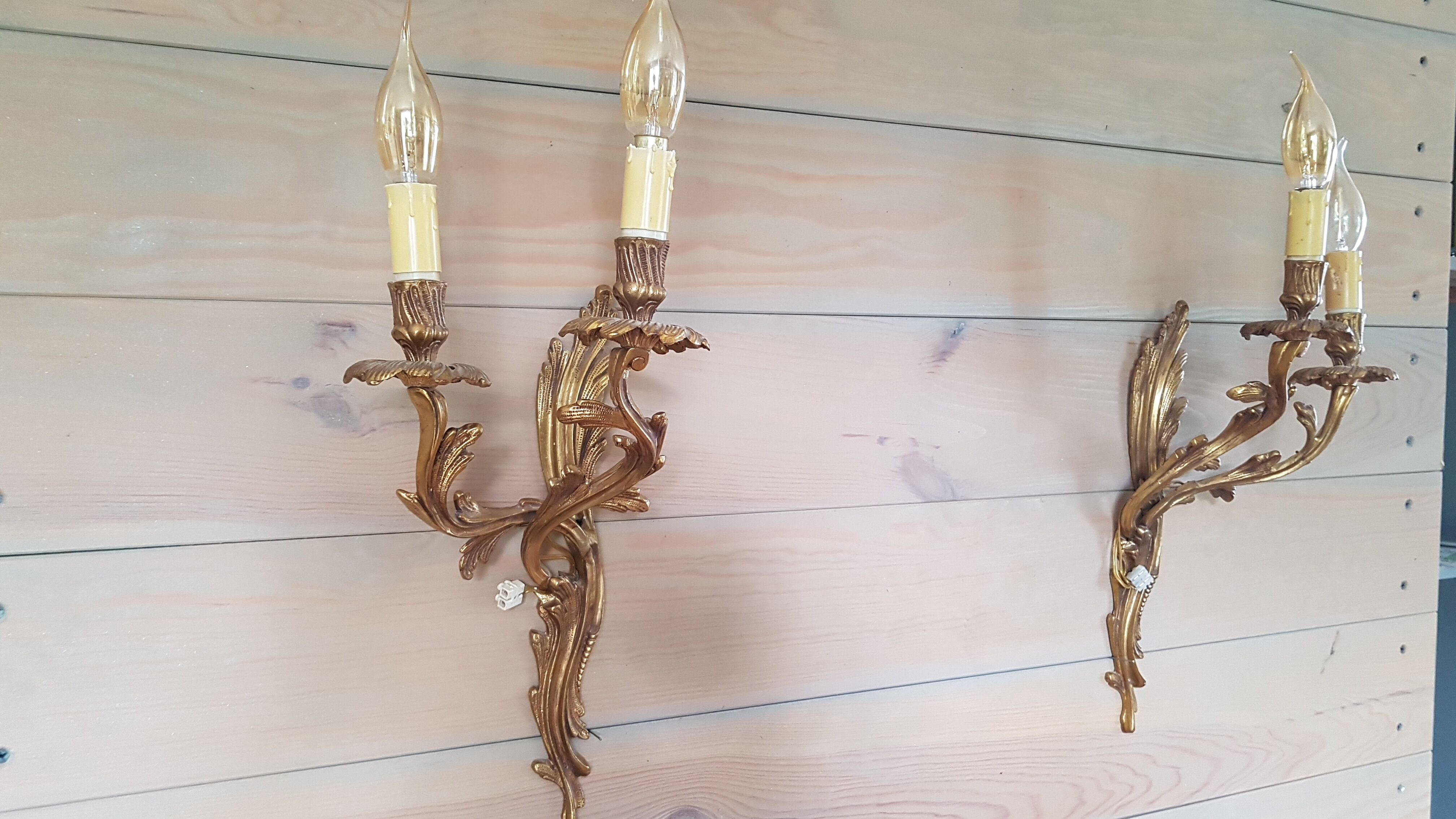 Pair of wall in style gilt bronze Louis XV rock