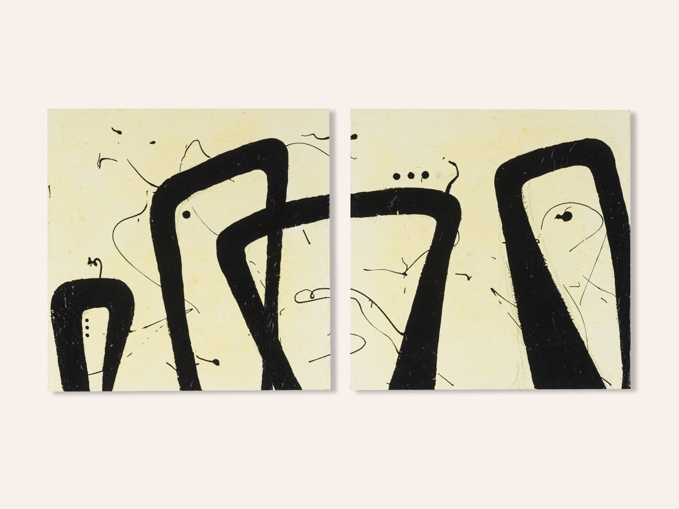 People, mixed media on hardboard, 82 x 41cm (set)