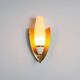 Pair of wall lamps with brass shields and glass shades