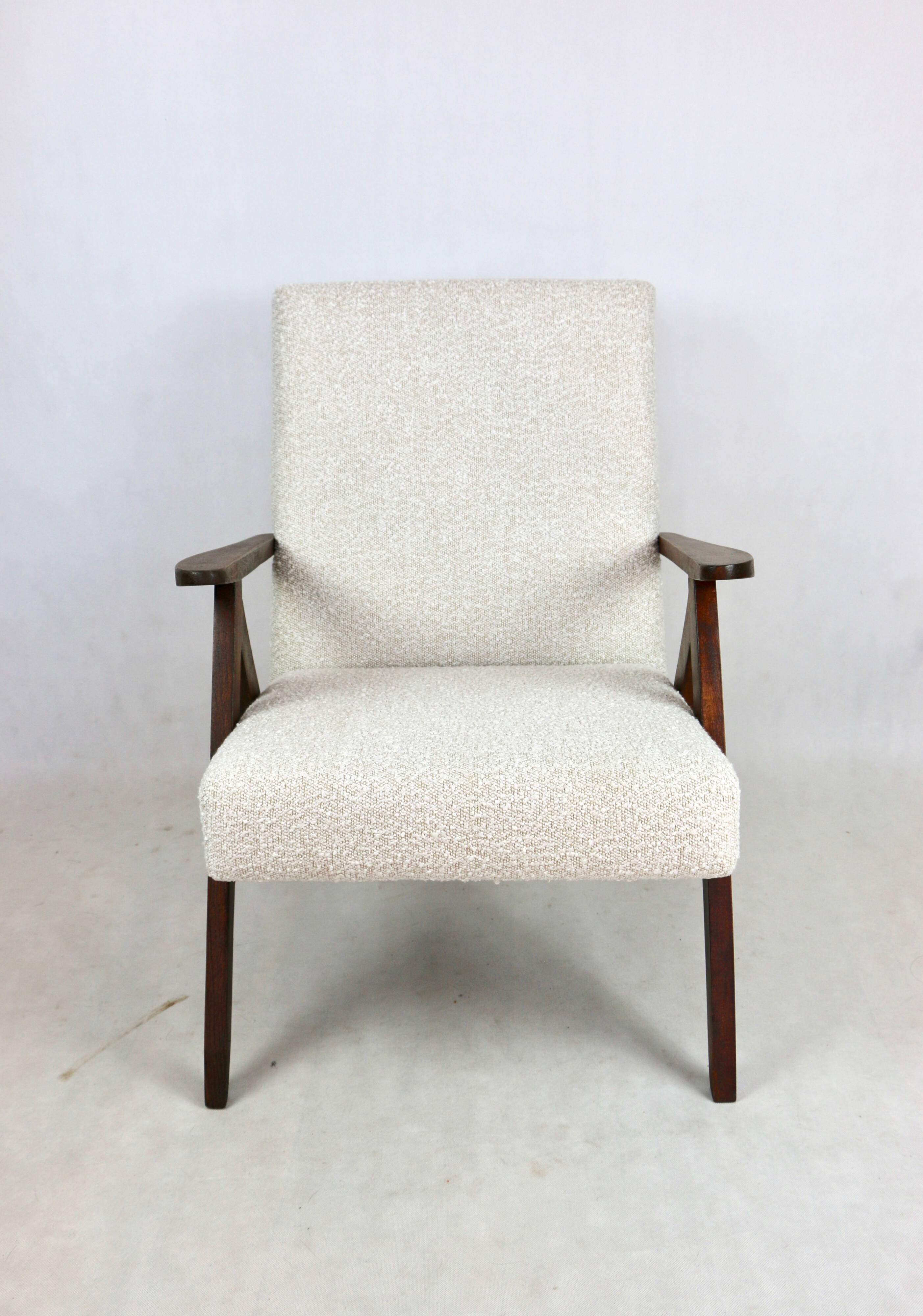 Fauteuil vintage B-310 VAR blanc crème bouclé années 1970 - 2 pièces disponibles