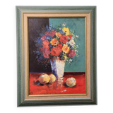 Tableau Bouquet de fleurs et citrons signé