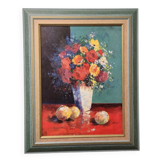 Painting Bouquet of flowers and lemons signed