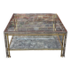 Vintage chrome and gold Hollywood regency coffee table