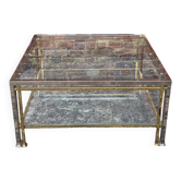 Vintage chrome and gold Hollywood regency coffee table