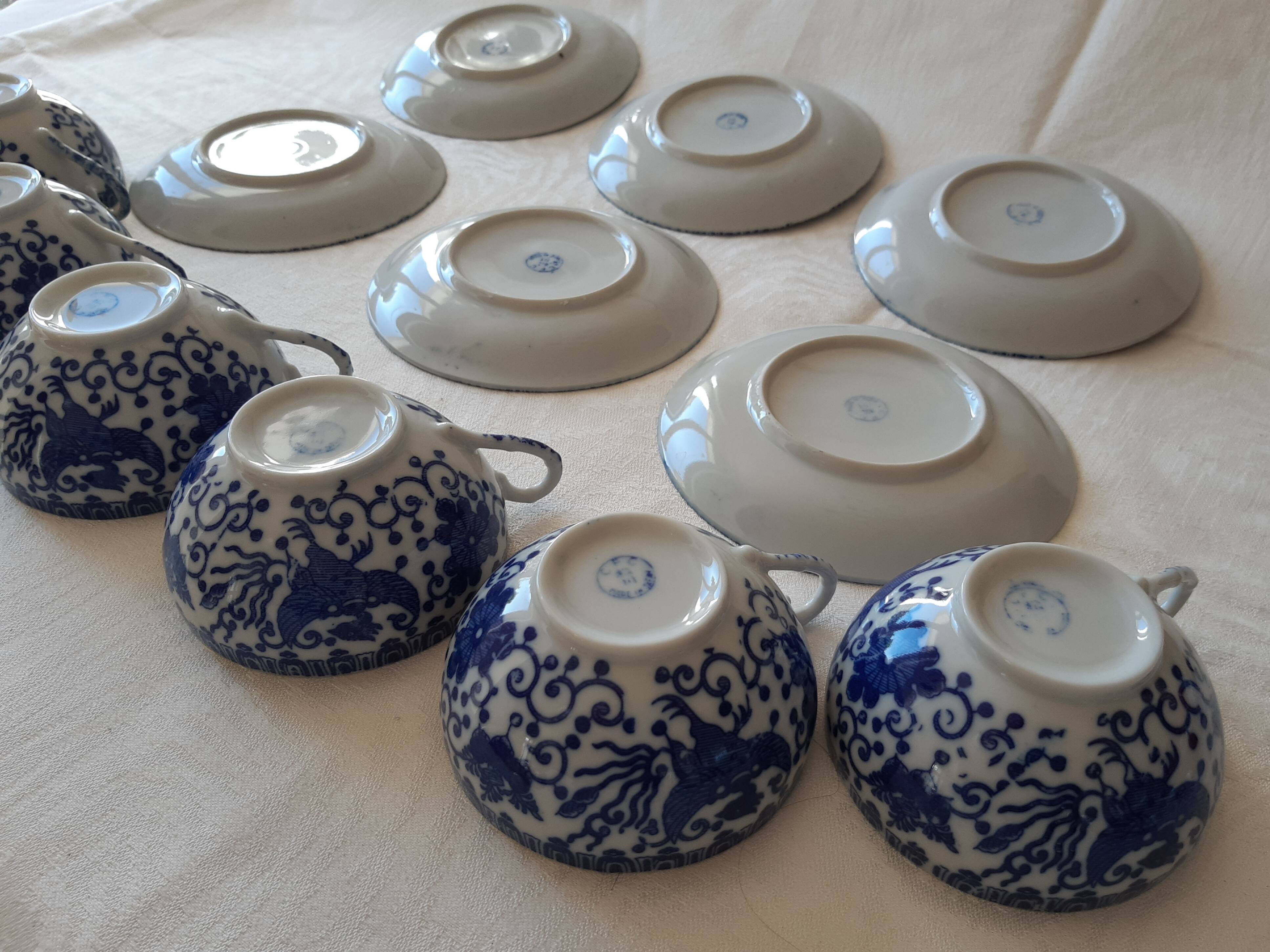 6 teacups made of fine porcelain from vintage Japan