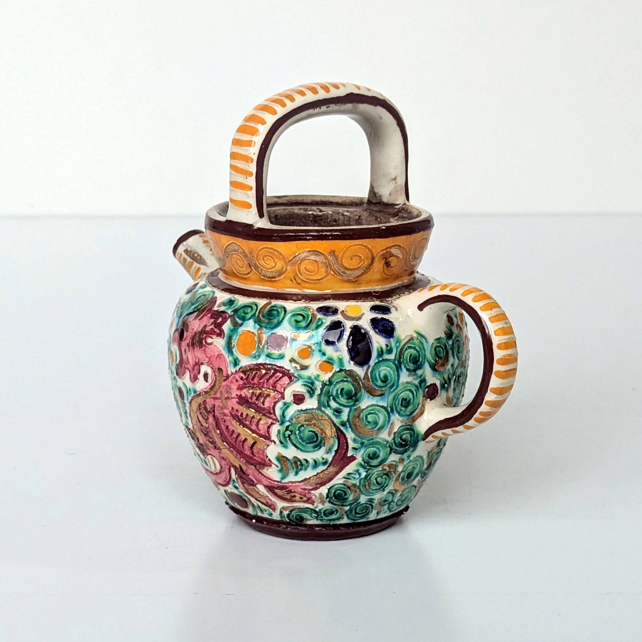 Pitcher Pot Earthenware - dragon decor - Swirling patterns and fantastic creatures - Masse frères