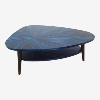 Table basse en marqueterie de paille