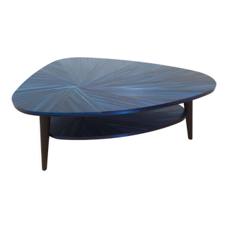 Table basse en marqueterie de paille