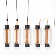 Pair of ceiling lights steel copper plexiglass Denmark 1960
