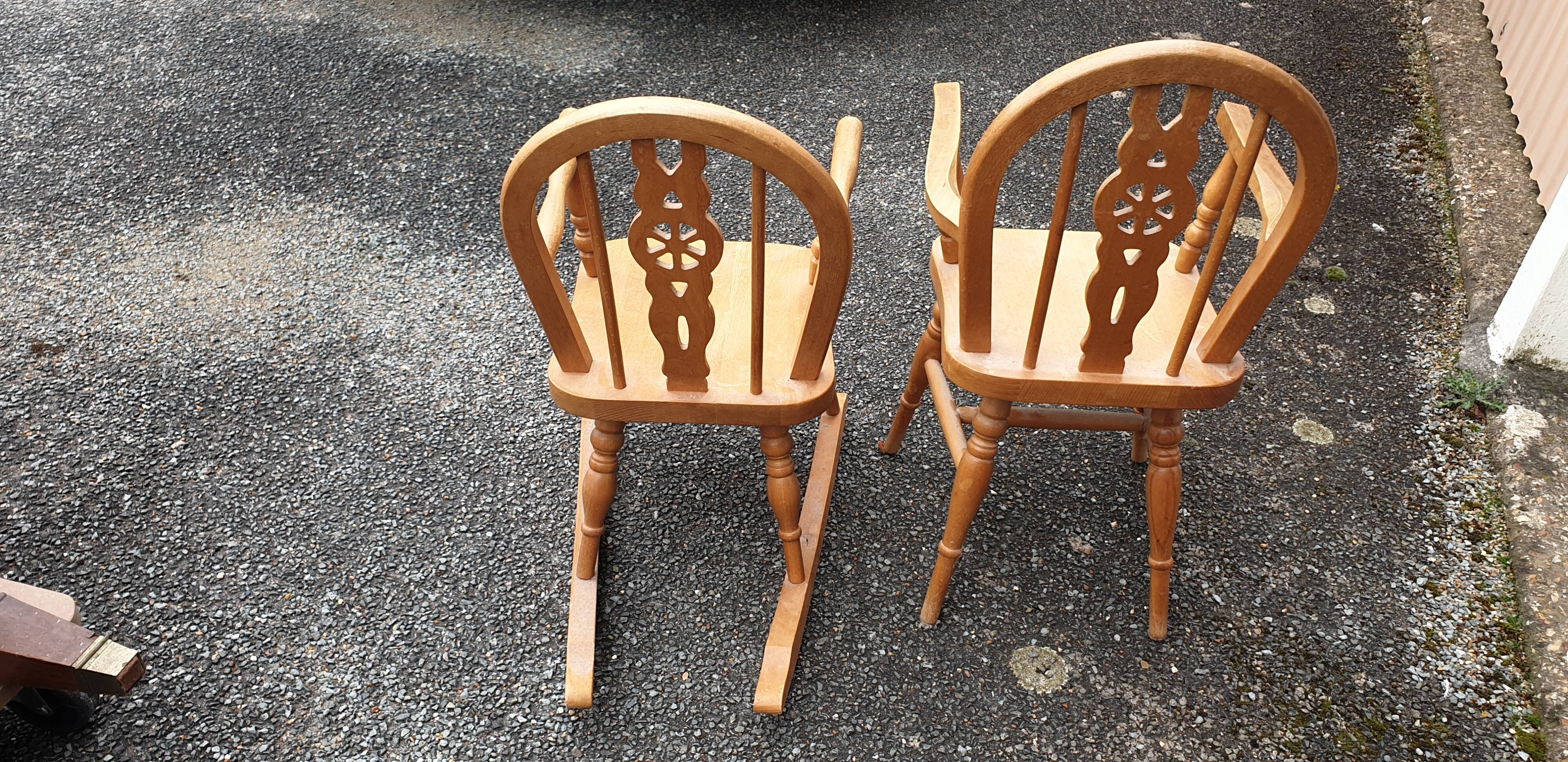 2 solid wood children's armchairs