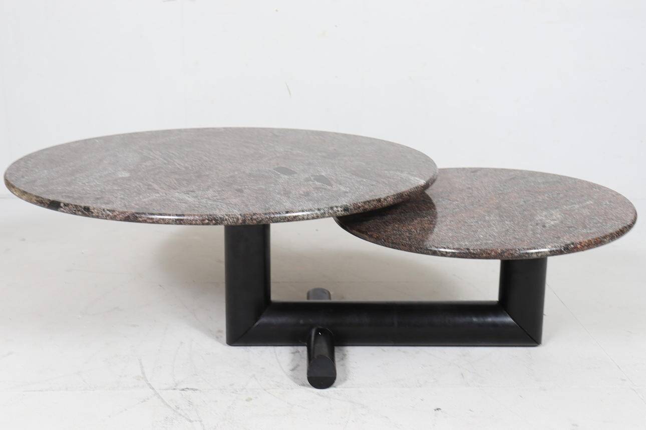 Sculptural coffee table in granite and wood, Italy 1980s.