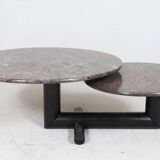 Sculptural coffee table in granite and wood, Italy 1980s.